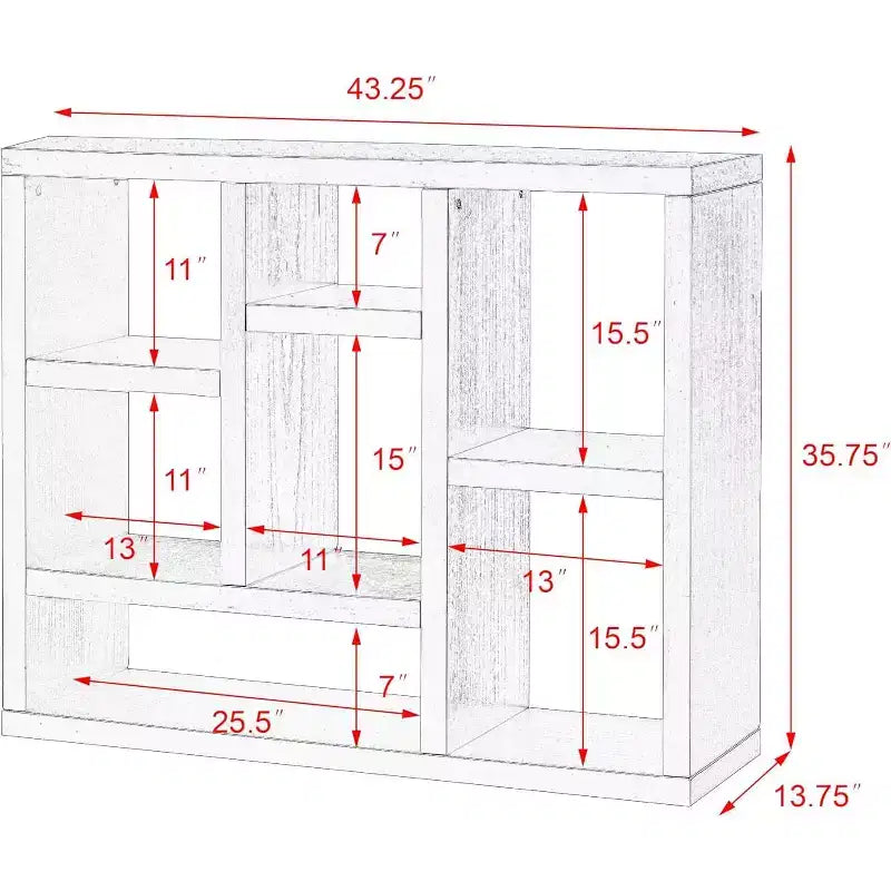 Open Shelf Bookcase, 7-Cube Freestanding Display Storage Cabinet, VC Exclusive, for Entryway, Living Room