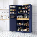 GDFStudio Teman Freestanding Kitchen Pantry Storage Cabinet with 2 Drawers and 8 Door Shelves