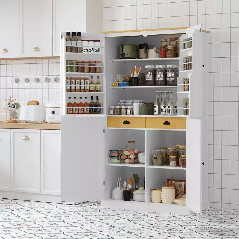 GDFStudio Teman Meuble de cuisine autoportant avec 2 tiroirs et 8 étagères de porte
