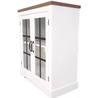 Buffet Cabinet with Storage, Sideboard Buffet with Glass Doors, Built-in Power Outlet, Black Relief Top Plate, for Kitchen, Coffee Bar, Pantry
