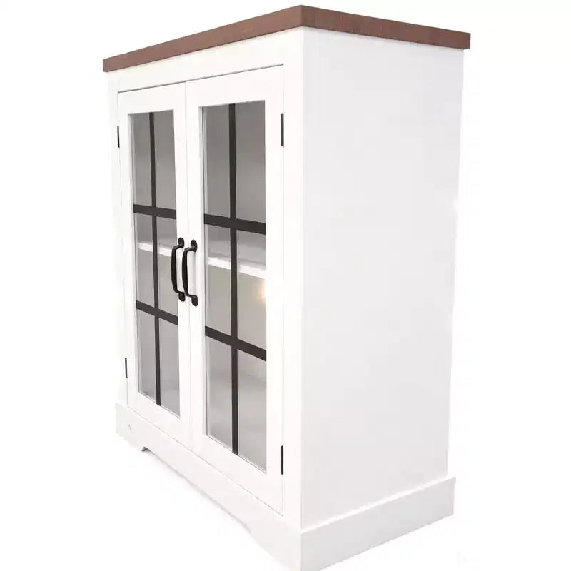 Buffet Cabinet with Storage, Sideboard Buffet with Glass Doors, Built-in Power Outlet, Black Relief Top Plate, for Kitchen, Coffee Bar, Pantry