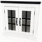Buffet Cabinet with Storage, Sideboard Buffet with Glass Doors, Built-in Power Outlet, Black Relief Top Plate, for Kitchen, Coffee Bar, Pantry
