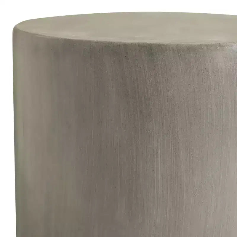 LeisureMod Vintara Round Accent Table - Brushed Stone-Style Fiberstone Side Table