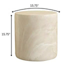 LeisureMod Vintara Round Accent Table - Brushed Stone-Style Fiberstone Side Table