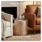 LeisureMod Vintara Round Accent Table - Brushed Stone-Style Fiberstone Side Table