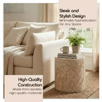 LeisureMod Vintara Round Accent Table - Brushed Stone-Style Fiberstone Side Table