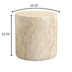 LeisureMod Vintara Round Accent Table - Brushed Stone-Style Fiberstone Side Table