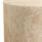 LeisureMod Vintara Round Accent Table - Brushed Stone-Style Fiberstone Side Table