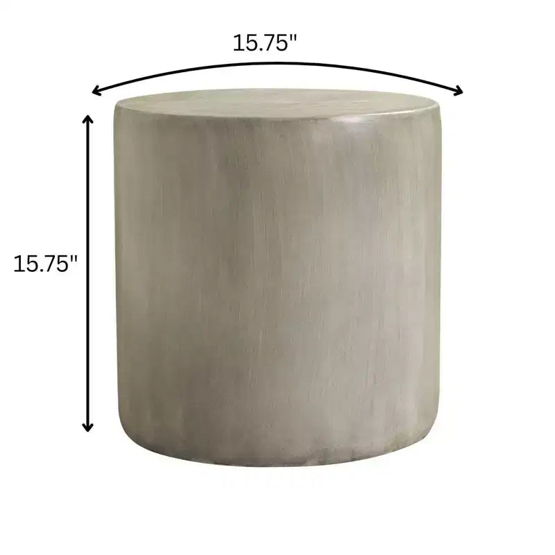 LeisureMod Vintara Round Accent Table - Brushed Stone-Style Fiberstone Side Table
