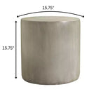 LeisureMod Vintara Round Accent Table - Brushed Stone-Style Fiberstone Side Table