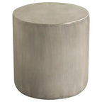 LeisureMod Vintara Round Accent Table - Brushed Stone-Style Fiberstone Side Table