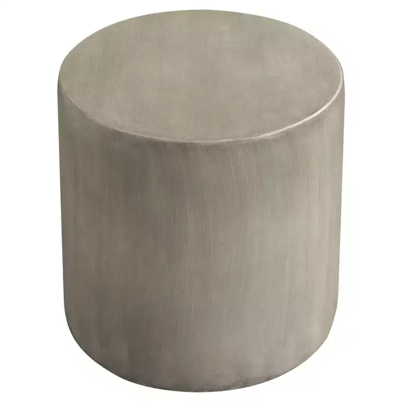 LeisureMod Vintara Round Accent Table - Brushed Stone-Style Fiberstone Side Table