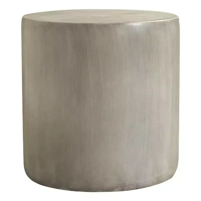 LeisureMod Vintara Round Accent Table - Brushed Stone-Style Fiberstone Side Table