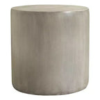 LeisureMod Vintara Round Accent Table - Brushed Stone-Style Fiberstone Side Table