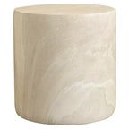 LeisureMod Vintara Round Accent Table - Brushed Stone-Style Fiberstone Side Table