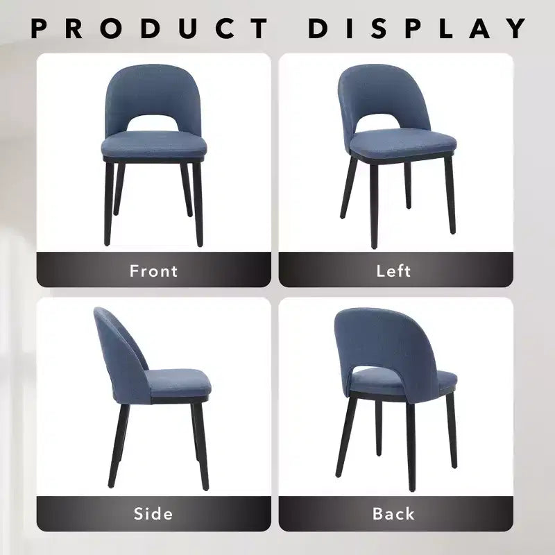 Upholstered Dining Chairs Set of 2, Modern Fabric Kitchen Side Chairs with Thick Cushions and Wood Legs, Comfy Chairs with Curved Backrest