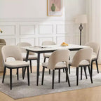 Upholstered Dining Chairs Set of 2, Modern Fabric Kitchen Side Chairs with Thick Cushions and Wood Legs, Comfy Chairs with Curved Backrest