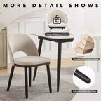 Upholstered Dining Chairs Set of 2, Modern Fabric Kitchen Side Chairs with Thick Cushions and Wood Legs, Comfy Chairs with Curved Backrest