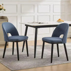 Upholstered Dining Chairs Set of 2, Modern Fabric Kitchen Side Chairs with Thick Cushions and Wood Legs, Comfy Chairs with Curved Backrest