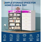 Modern 5-Drawer Tall Dresser for Bedroom, Wood Chest of Drawers with Silent Closing Slides, Water-Resistant White Storage Organizer for Hallway