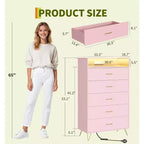 Modern 5-Drawer Tall Dresser for Bedroom, Wood Chest of Drawers with Silent Closing Slides, Water-Resistant White Storage Organizer for Hallway