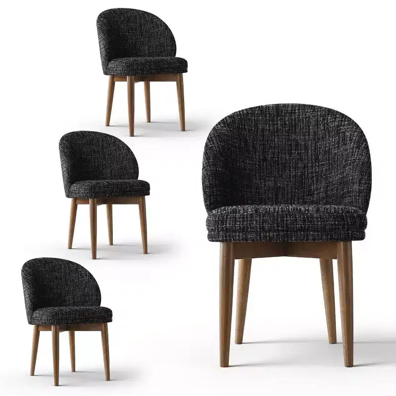 Modern Dining Chairs Set of 4, Upholstered Armless Chairs with Curved Back, Walnut Wood Legs Padded Kitchen Chairs for Dining Room-Panipeachy
