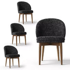 Modern Dining Chairs Set of 4, Upholstered Armless Chairs with Curved Back, Walnut Wood Legs Padded Kitchen Chairs for Dining Room-Panipeachy