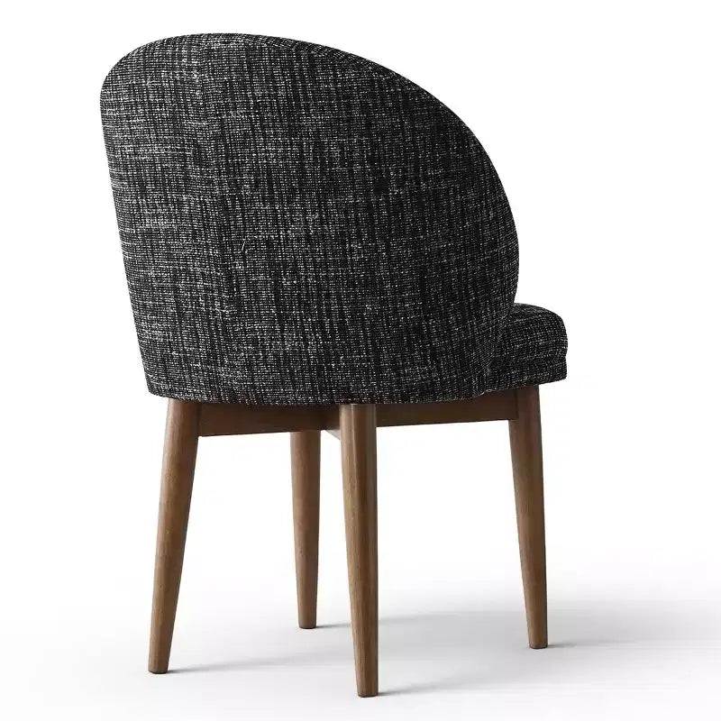 Modern Dining Chairs Set of 4, Upholstered Armless Chairs with Curved Back, Walnut Wood Legs Padded Kitchen Chairs for Dining Room-Panipeachy