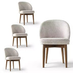 Modern Dining Chairs Set of 4, Upholstered Armless Chairs with Curved Back, Walnut Wood Legs Padded Kitchen Chairs for Dining Room-Panipeachy