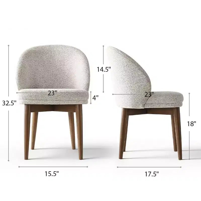 Modern Dining Chairs Set of 4, Upholstered Armless Chairs with Curved Back, Walnut Wood Legs Padded Kitchen Chairs for Dining Room-Panipeachy