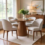 Modern Dining Chairs Set of 4, Upholstered Armless Chairs with Curved Back, Walnut Wood Legs Padded Kitchen Chairs for Dining Room-Panipeachy