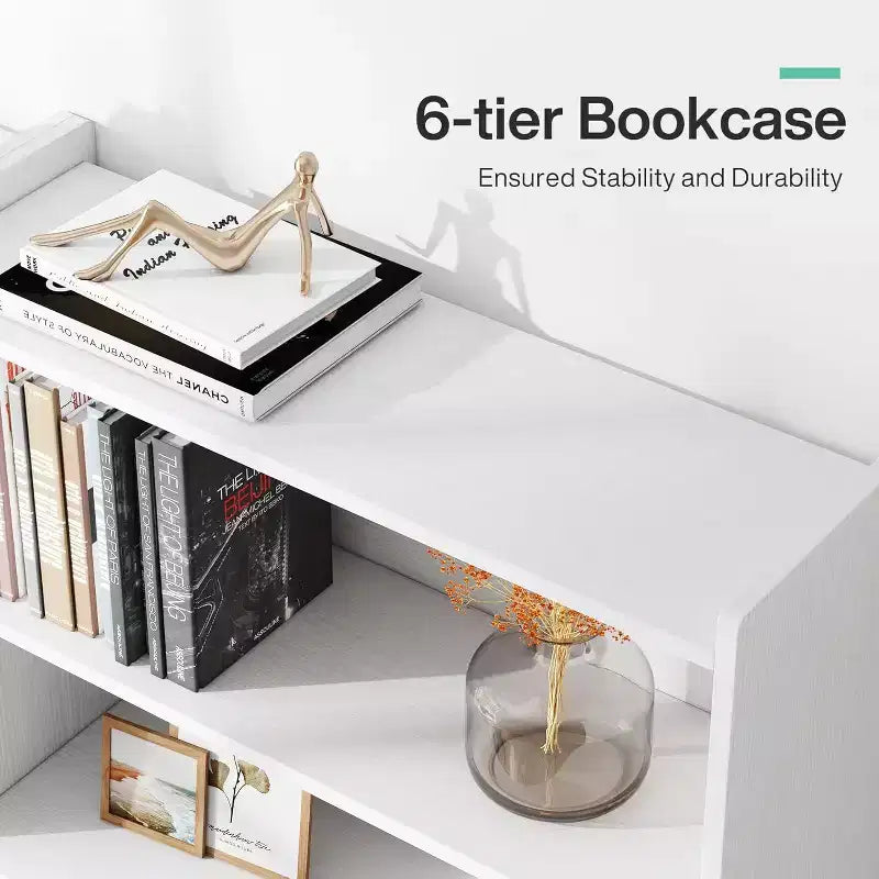 Lantine 6-Tier Tall Bookcase, 71 Inches Bookshelves and Bookcases, Floor Standing 5 Shelf Library Bookcase for Home Office, Living Room, Bedroom