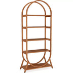 Lantine 70.8-Inch 5-Tier Open Bookshelf, Tall Arched Bookcase, Modern Brown Storage Shelves for Office, Bedroom, Living Room, Easy Assembly