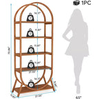 Lantine Bibliothèque ouverte à 5 niveaux de 70,8 pouces, bibliothèque haute arquée, étagères de rangement modernes marron pour bureau, chambre, salon, assemblage facile