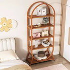 Lantine Bibliothèque ouverte à 5 niveaux de 70,8 pouces, bibliothèque haute arquée, étagères de rangement modernes marron pour bureau, chambre, salon, assemblage facile