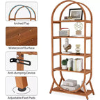 Lantine Bibliothèque ouverte à 5 niveaux de 70,8 pouces, bibliothèque haute arquée, étagères de rangement modernes marron pour bureau, chambre, salon, assemblage facile