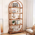 Lantine Bibliothèque ouverte à 5 niveaux de 70,8 pouces, bibliothèque haute arquée, étagères de rangement modernes marron pour bureau, chambre, salon, assemblage facile