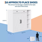 Garvee Farmhouse Shoe Cabinet with 2 Barn Doors & 2 Drawers, 7-Tier Entryway Shoe Storage Cabinet with Adjustable Shelves