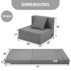 COZONY Folding Sofa Bed, Foldable Couch Bed with Pillow, Convertible Sleeper Mattress, Futon Floor Couch with Memory Foam Washable Cover, Single Size