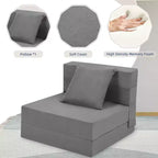 COZONY Folding Sofa Bed, Foldable Couch Bed with Pillow, Convertible Sleeper Mattress, Futon Floor Couch with Memory Foam Washable Cover, Single Size