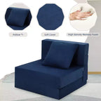 COZONY Folding Sofa Bed, Foldable Couch Bed with Pillow, Convertible Sleeper Mattress, Futon Floor Couch with Memory Foam Washable Cover, Single Size