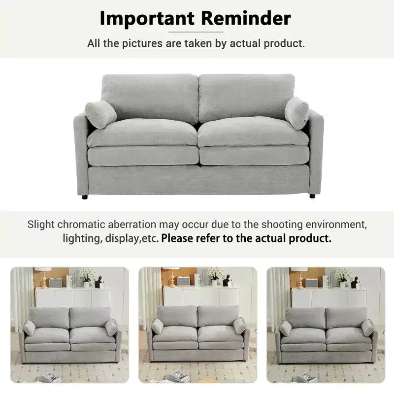 MAYEERTY 68.1 Canapé Causeuse Rembourré Confortable Canapé Nuage Oversize Canapé Double Coussin pour Salon Gris Clair