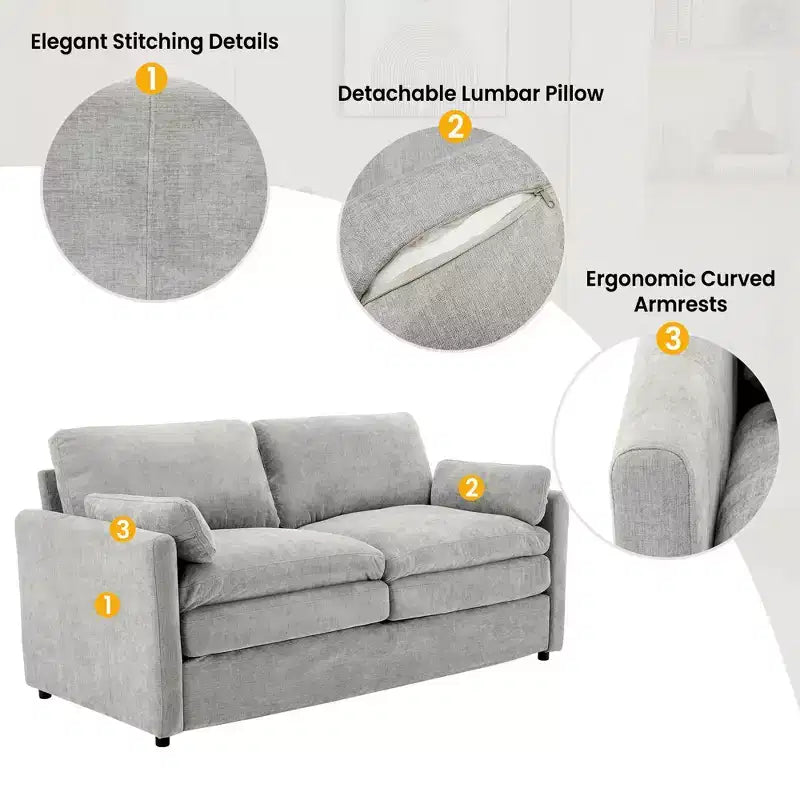 MAYEERTY 68.1 Canapé Causeuse Rembourré Confortable Canapé Nuage Oversize Canapé Double Coussin pour Salon Gris Clair