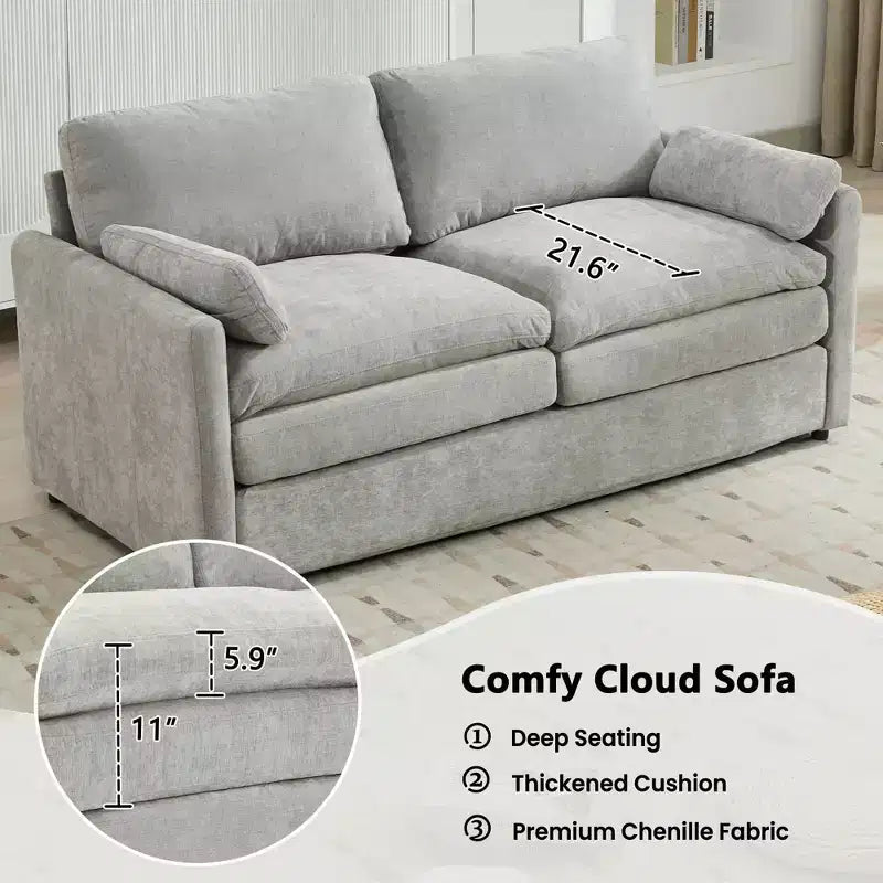 MAYEERTY 68.1 Canapé Causeuse Rembourré Confortable Canapé Nuage Oversize Canapé Double Coussin pour Salon Gris Clair