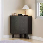 Industrial style corner storage cabinet - three layers, adjustable shelves, compact standalone furniture, suitable for living room and bedroom