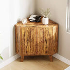 Industrial style corner storage cabinet - three layers, adjustable shelves, compact standalone furniture, suitable for living room and bedroom