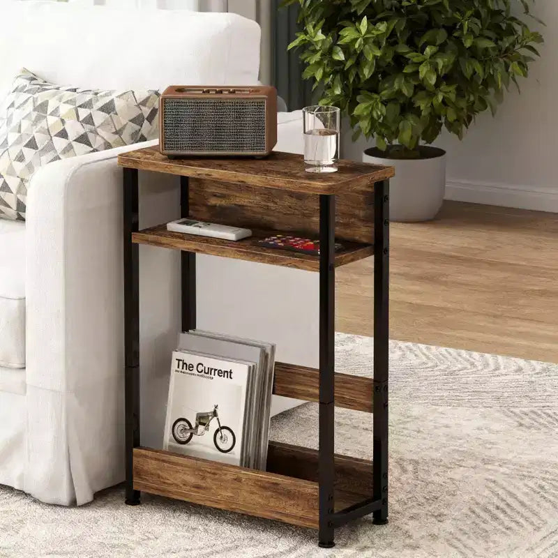 Narrow Side Table with Storage Shelf
