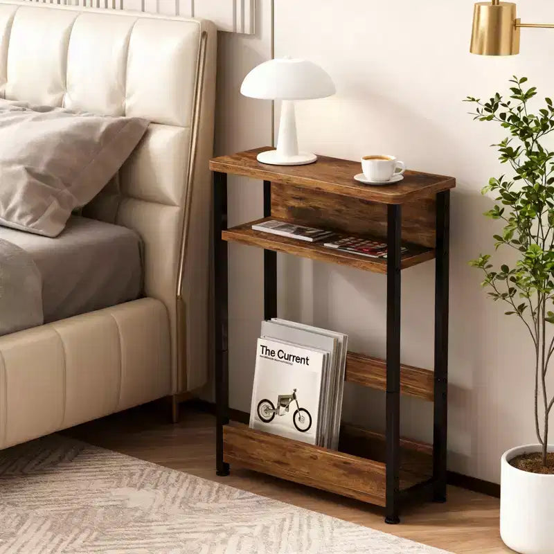 Narrow Side Table with Storage Shelf