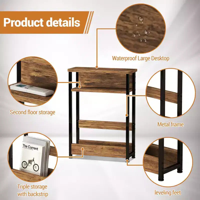 Narrow Side Table with Storage Shelf