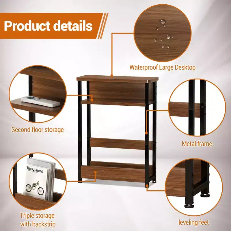 Narrow Side Table with Storage Shelf